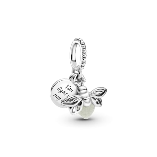 Glow-in-the-Dark Firefly Dangle Charm - Compatible Moments Bracelets - Gift for Women - Sterling Silver with Glow-in-the-Dark Glass - with Gift Box - Image 3