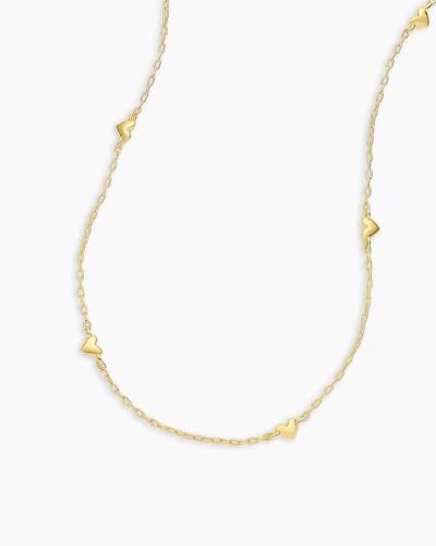 - Amour Necklace 15"-17" - 18k Gold Plated Brass - Elegant heart design - Adjustable length versatility - Dainty heart accents, perfect for layering - Image 5