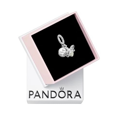 Glow-in-the-Dark Firefly Dangle Charm - Compatible Moments Bracelets - Gift for Women - Sterling Silver with Glow-in-the-Dark Glass - with Gift Box