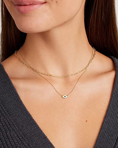 - Evil Eye Pendant Necklace - 18K Gold Plated - Adjustable Link Chain wITH White CZ and London Blue Nanogem Talisman - Perfect for Layering - Long-Lasting - Image 6