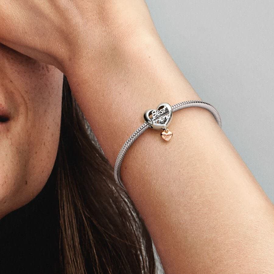 Love You Best Friend Heart Charm - Compatible Moments - Gift for Her - Made with Sterling Silver Rose - with Gift Box - Image 4